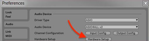 Configuración de Hardware de la interfaz en Ableton Live